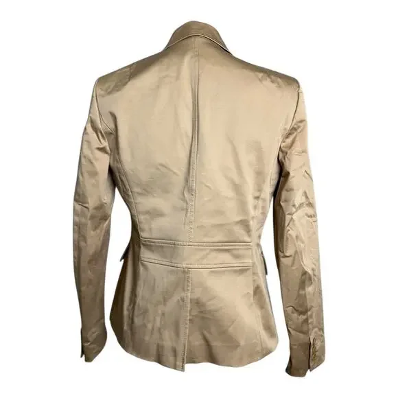 Vintage J.Crew Womens Blazer Jacket Academia Twee Preppy Tan 6 Cotton 2004 - Picture 4 of 6